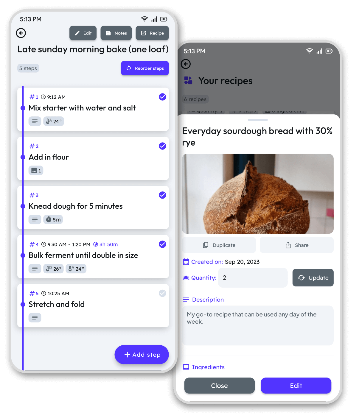 Homebaker App Screens