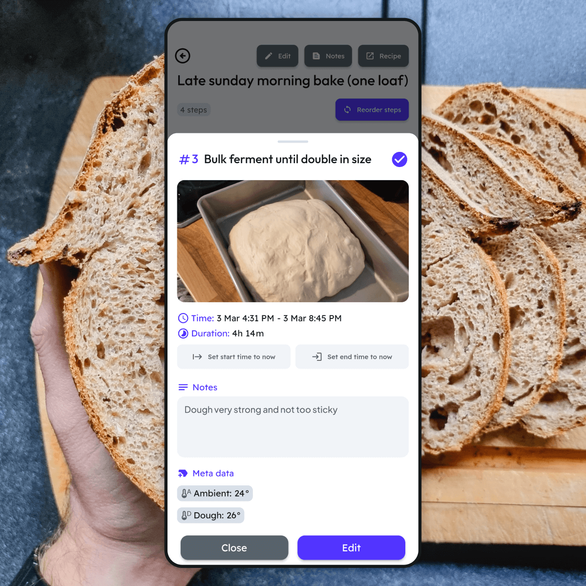 The easiest way of logging your baking steps