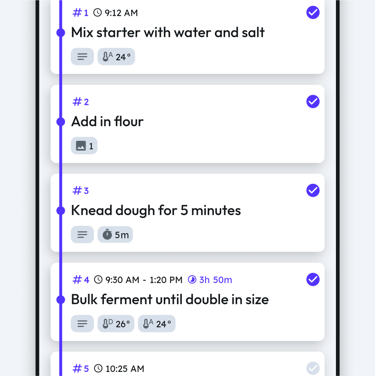 Stay organised with a timeline of your baking steps